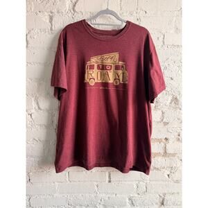 Eddie Bauer “Born to Roam” Graphic T-Shirt Burgundy XXL Travel Van Tee